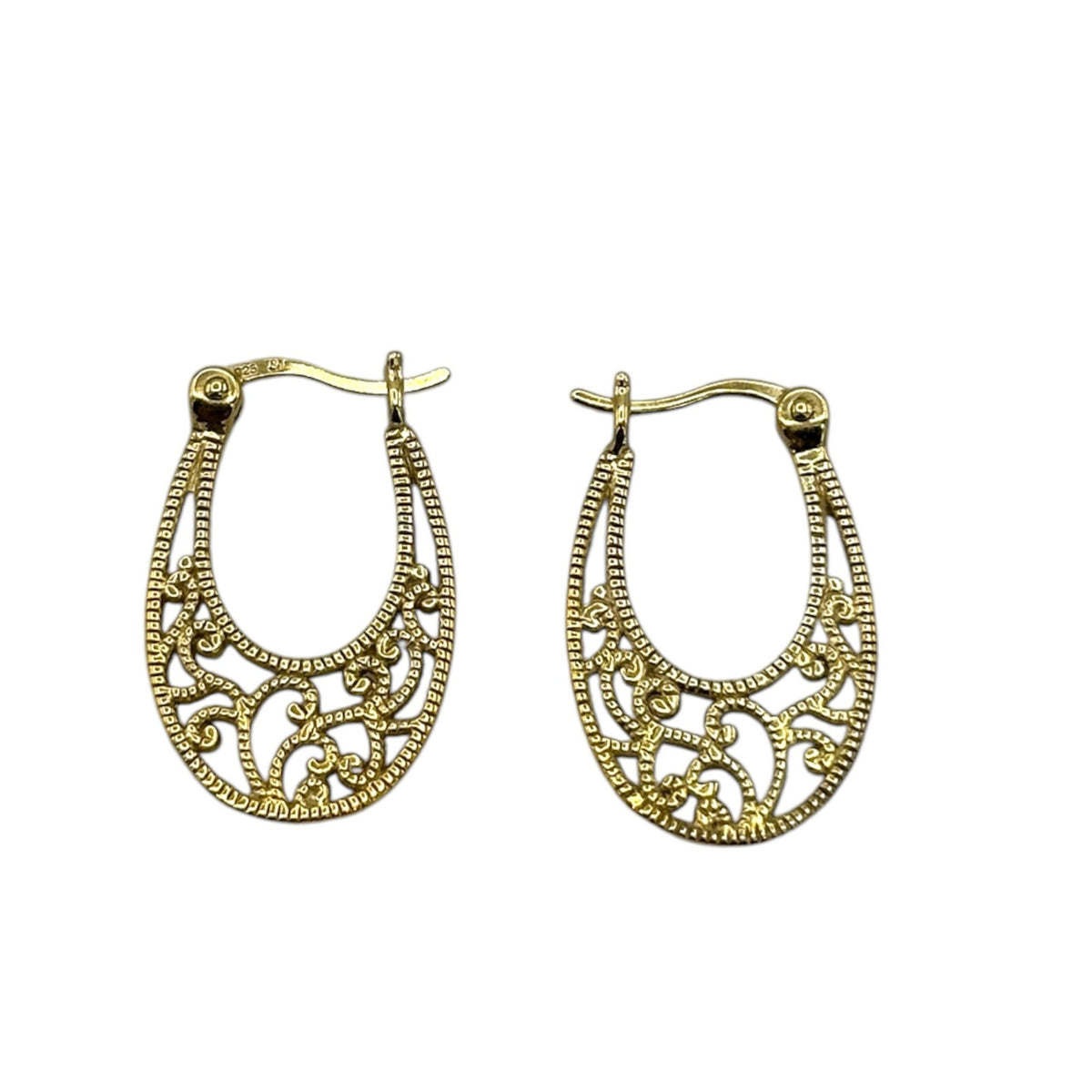 Sterling Silver Gold Plated Textured Swirl Hoop Earrings