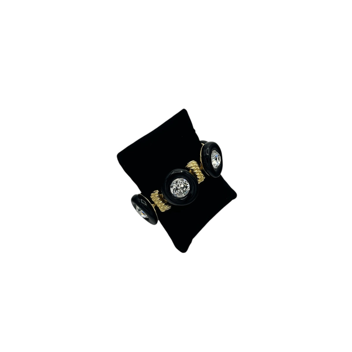 Kenneth Jay Lane KJL Black Circle Link Rhinestone Bracelet