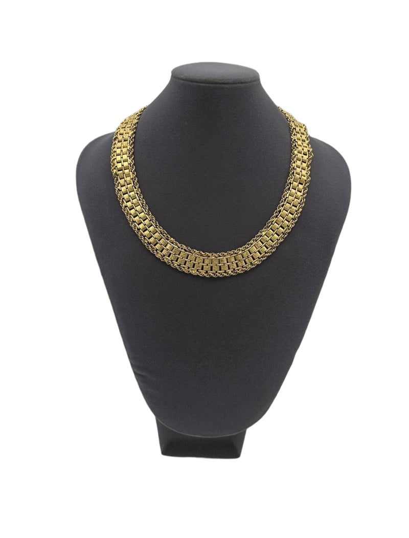 Gold Hobe Basketweave Chain Collar Necklace