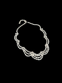 Clear Baguette Rhinestone Scalloped Vintage Necklace