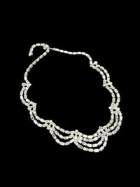 Clear Baguette Rhinestone Scalloped Vintage Necklace