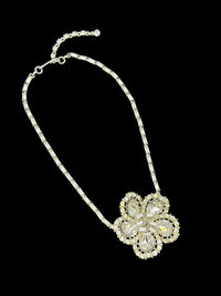 Crown Trifari Vintage Layered Rhinestone Flower Pendant