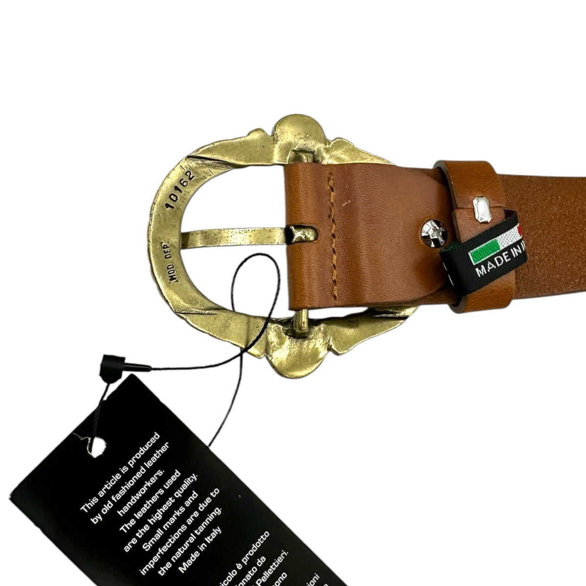 Bronzino Wide Brown Leather Belt with Brass Buckle