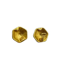 Ginnie Johansen GJD Gold Etruscan Enamel Clip-on Earrings