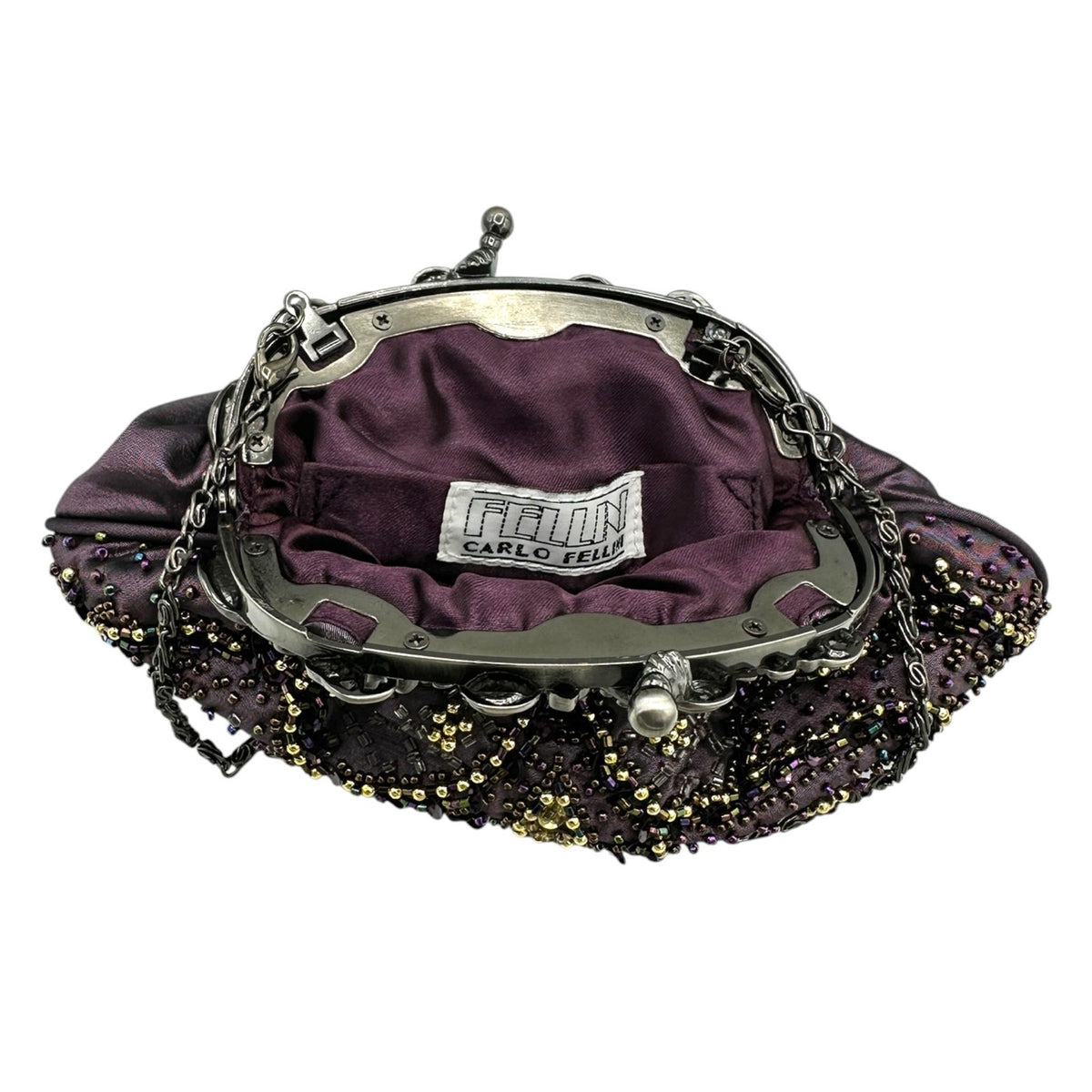 Vintage Purple Art Deco Style Beaded Evening Handbag by Carlo Fellini