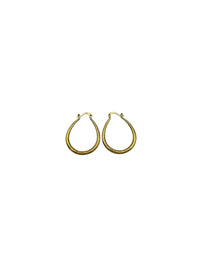 Gold Plated Sterling Silver Large Vintage Oblong Etched Hoop Pierced Earrings
