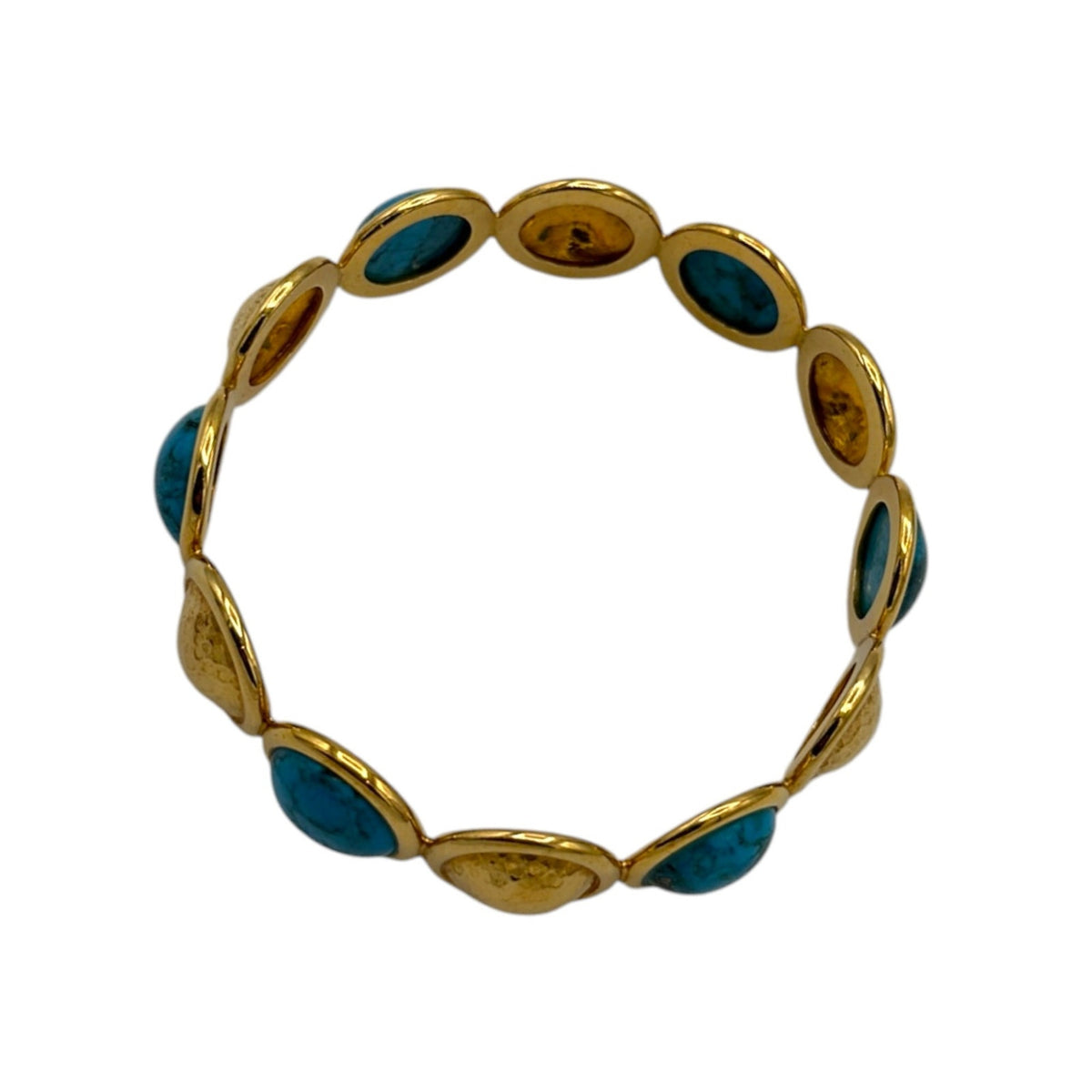 Sterling Silver Vermeil Hammered Faux Turquoise Bangle Bracelet