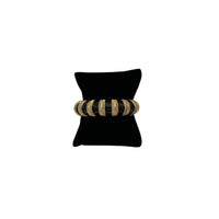 Vintage Chunky Gold Black Enamel Ribbed Hinged Bangle Bracelet