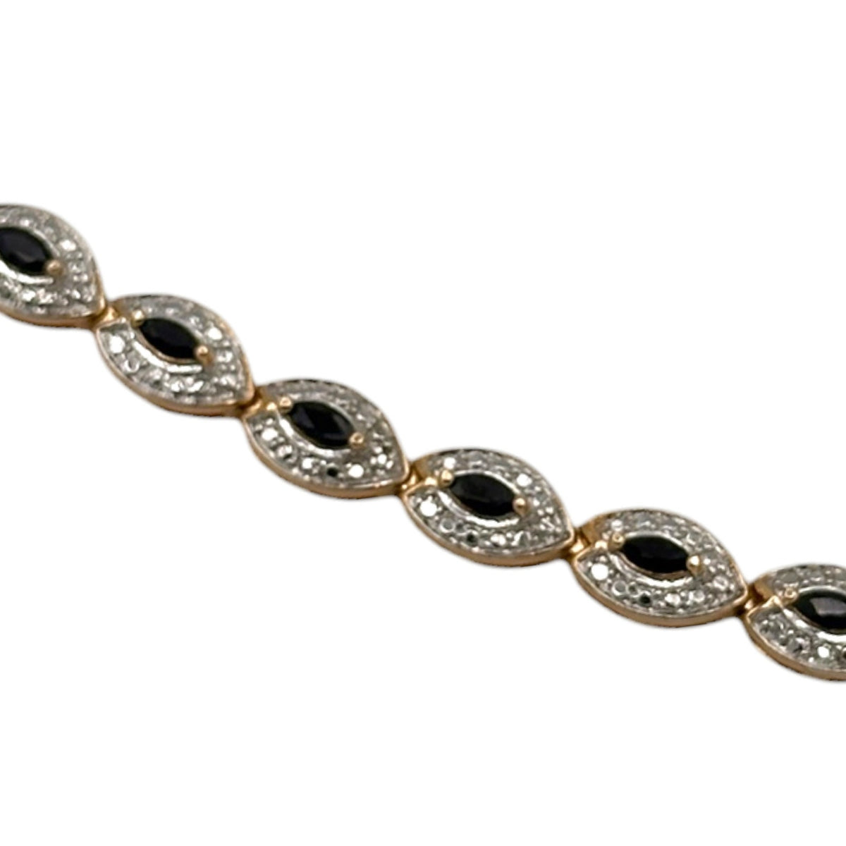 Sterling Silver Gold Vermeil Blue Sapphire Vintage Tennis Bracelet