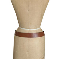 Bronzino Wide Brown Leather Belt with Brass Buckle