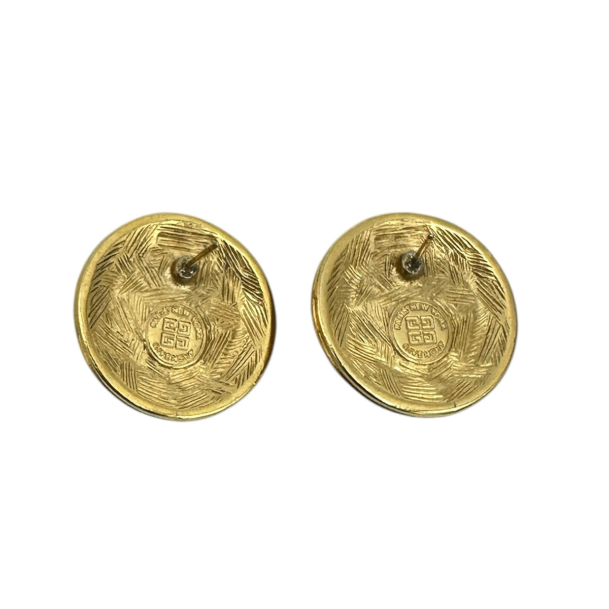 Givenchy Round Logo Faux Pearl Pierced Vintage Earrings