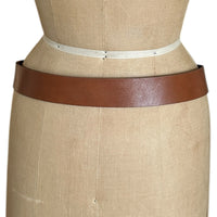 Bronzino Wide Brown Leather Belt with Brass Buckle