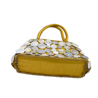 Mini Gold Satin White Button Top Handle Handbag