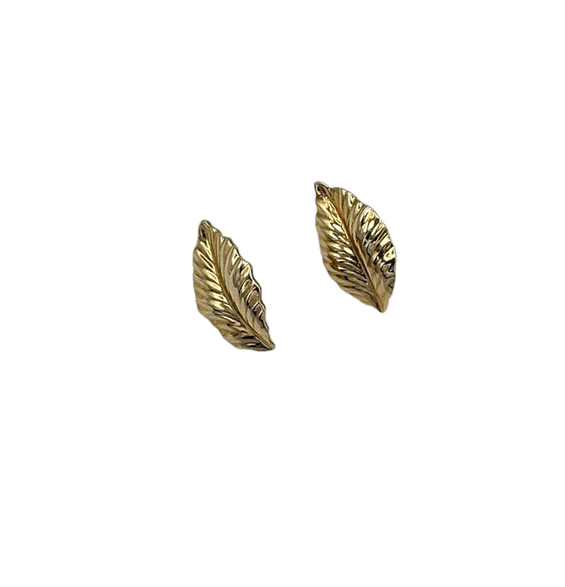 Vintage Louis Feraud Paris gold tone Pierced Earrings Leaves