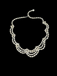 Clear Baguette Rhinestone Scalloped Vintage Necklace