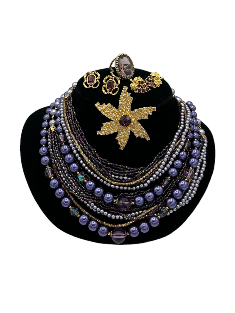 Layered Purple Bead & Crystal Vintage Jewelry Curated Collection