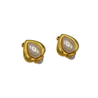 Joan Rivers Gold Heart Pearl Vintage Clip-On Earrings