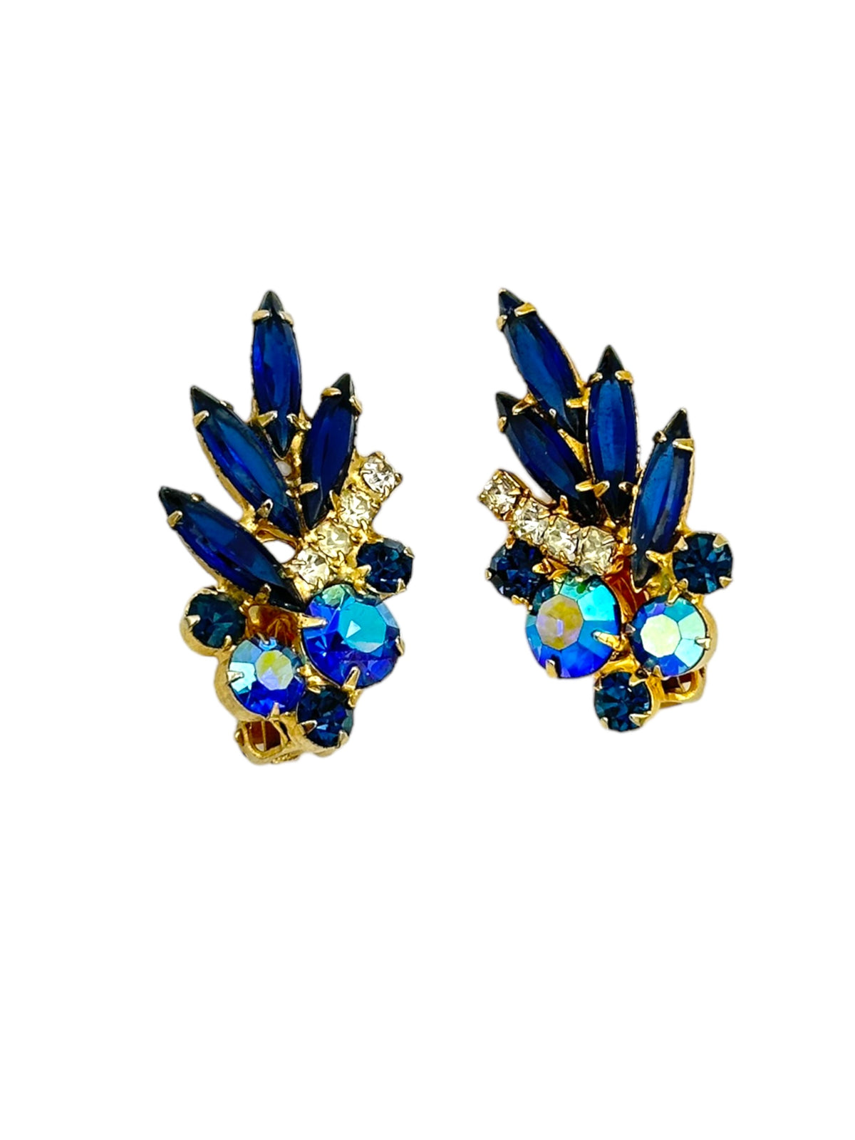 Juliana DeLizza & Elster (D&E) Blue Crawler Floral Clip-On Earrings