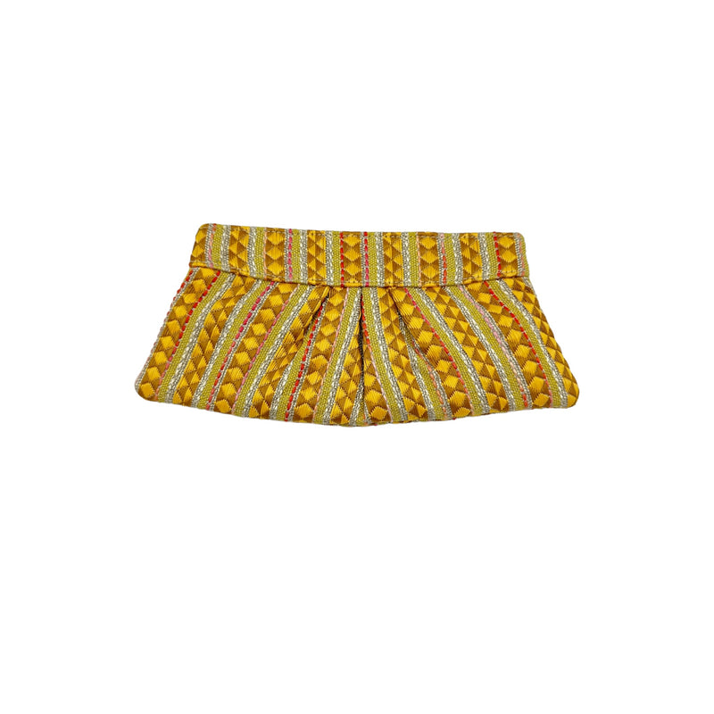 Lauren Merkin Small Diamond Yellow Pattern Clutch Made in NYC