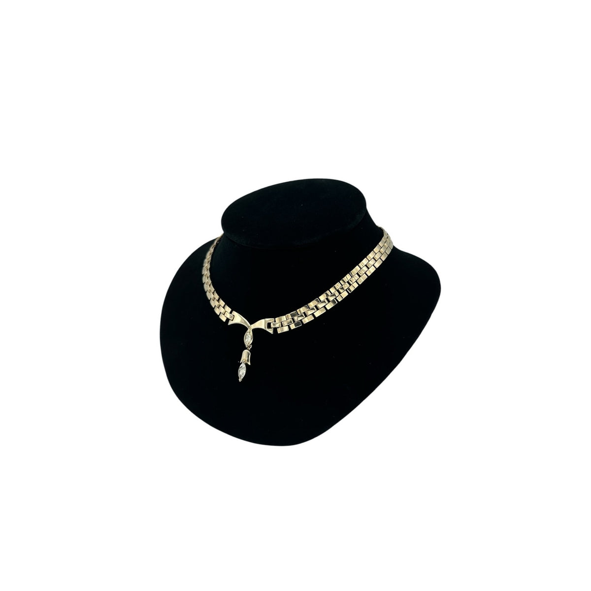 Vintage TARA Clear Rhinestone Tulip Drop Pendant Necklace