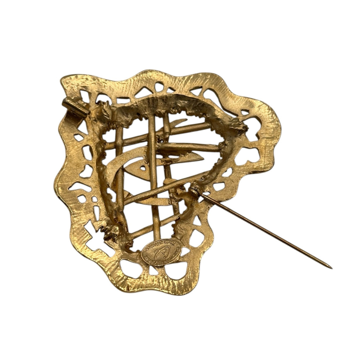 Christian Lacroix Gold Heart Brooch Made in France Vintage 1990s Pin