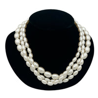 Anne Klein Three Strand Faux Pearl Necklace Toggle Closure