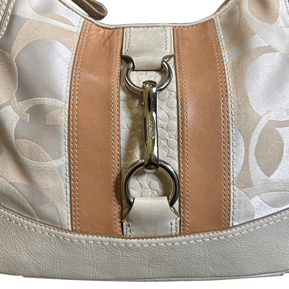 Coach Hampton Optic Signature Logo Stripe Hobo Handbag F13336