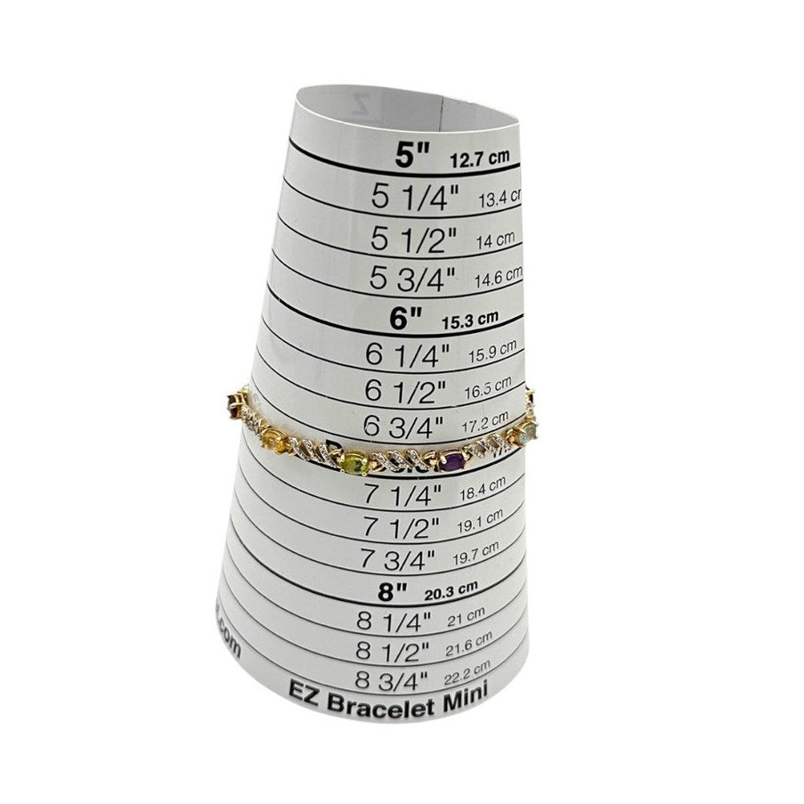 Sterling Silver Gold Vermeil Multiple Gemstone Tennis Bracelet