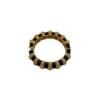 Vintage Chunky Gold Black Enamel Ribbed Hinged Bangle Bracelet