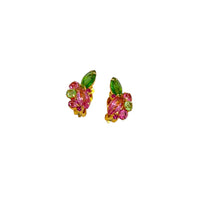 Juliana DeLizza & Elster (D&E) Pink & Green Rhinestone Clip-On Earrings