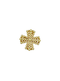 Joan Rivers Gold Pearl Maltese Cross Vintage Brooch