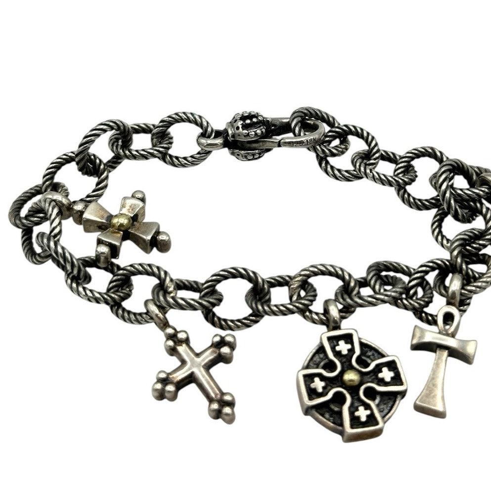 Ann King Crosses Of The World Sterling Silver Charm Bracelet 18K Gold