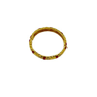 Joan Rivers Gold Red Enamel & Rhinestone Hinged Bangle Bracelet