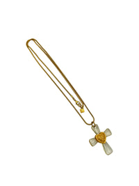 Anne Klein Clear Lucite Cross Pendant with Gold Snake Chain Necklace