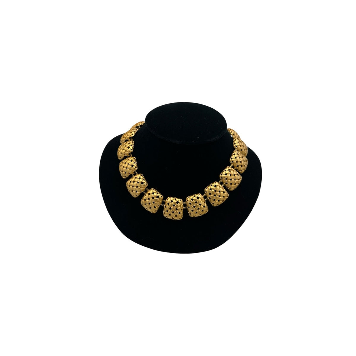 Anne Klein Matte Gold Basket Weave Square Link Necklace