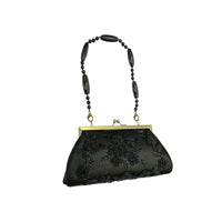 Black Beaded Evening Clutch Moni Couture Vintage Floral Purse