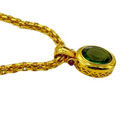 Nolan Miller Faceted Green Pendant Gold Rope Necklace