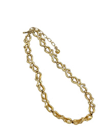 Trifari Gold Ribbon Bow Link Collar Necklace