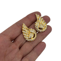 Joan Rivers Gold Pave Swan Vintage Clip-On Earrings