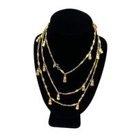 Monet Gold Long Textured Chain Tassel Charm Necklace