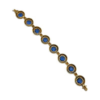 Sterling Silver Vermeil Byzantine Round Blue Crystal Tennis Bracelet