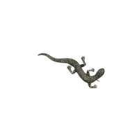 Sterling Silver Marcasite Lizard Brooch Ruby Red Eyes
