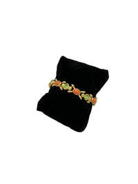 Joan Rivers Gold Coral Cabochon Green Rhinestone Vintage Stacking Bracelet