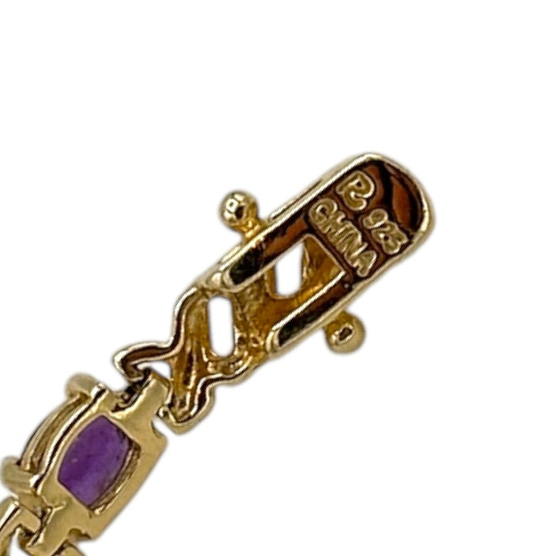 Sterling Silver Gold Vermeil Multiple Gemstone Tennis Bracelet