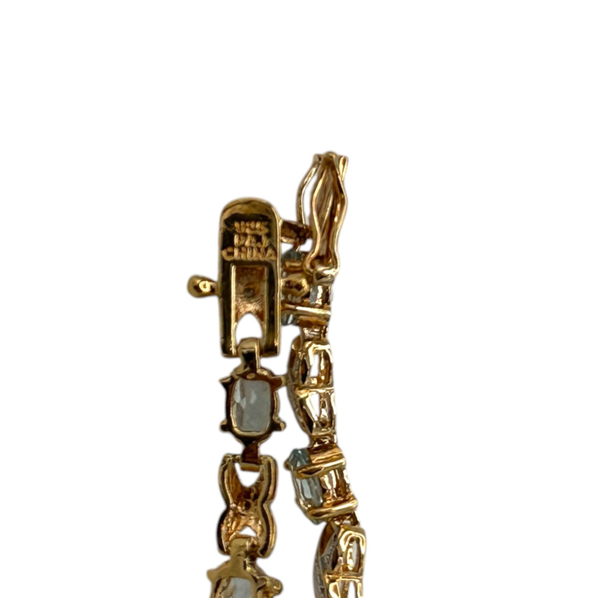 Sterling Silver Gold Vermeil Blue Topaz Vintage Tennis Bracelet