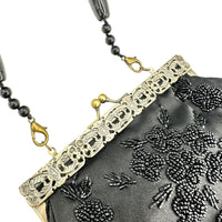 Black Beaded Evening Clutch Moni Couture Vintage Floral Purse