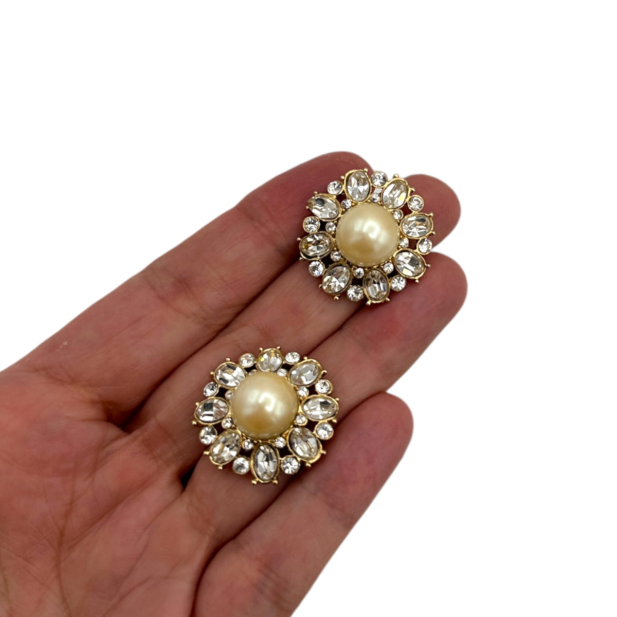 St. John Pearl Round Pierced Vintage Earrings