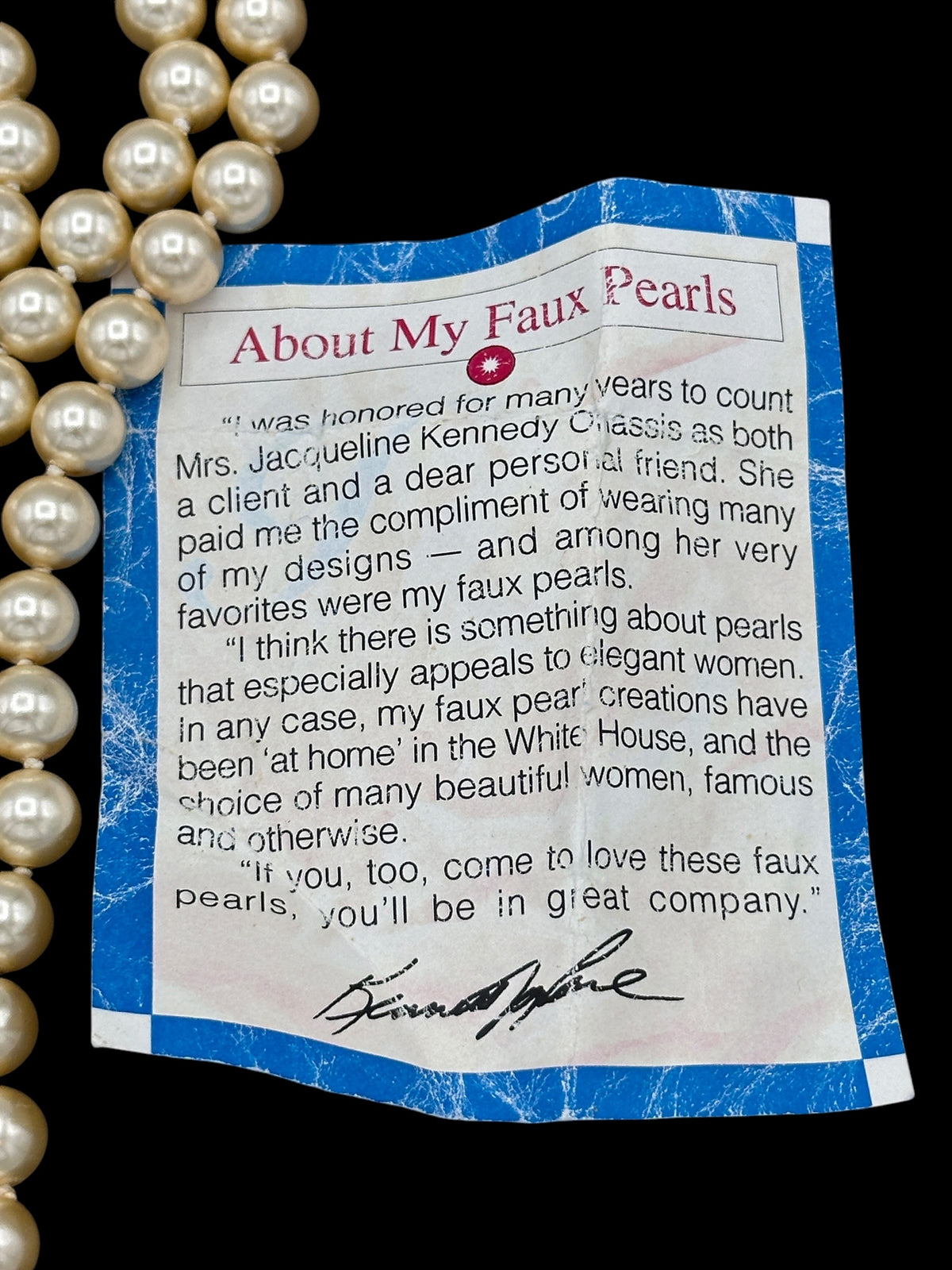 Kenneth Jay Lane Multi-Strand Jacqueline Kennedy Pearl Necklace