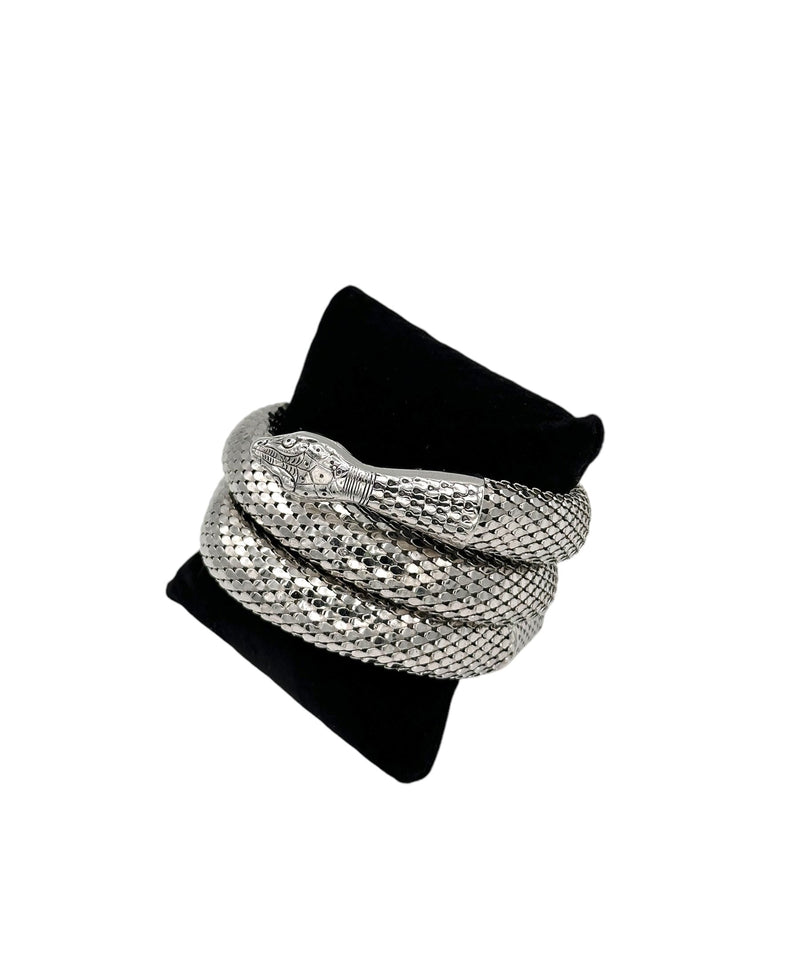 Silver Whiting & Davis Mesh Coiled Snake Vintage Bracelet