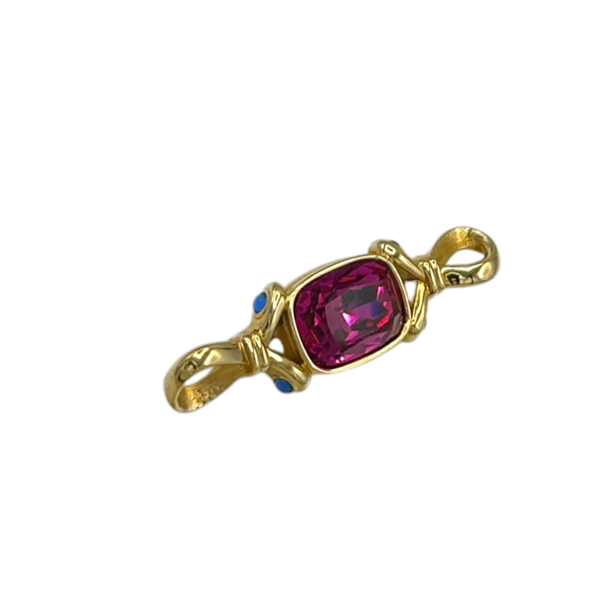 Swarovski Swan Signed Vintage Bar Pin Pink Blue Crystal Rhinestone